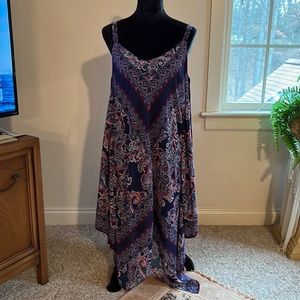 Women’s Blue & Red Bandana Print Boho Sundress